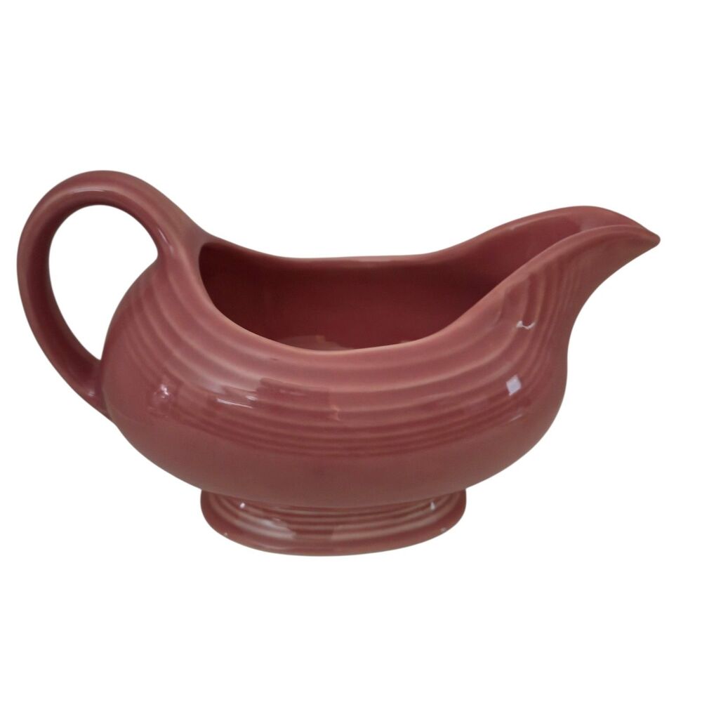 Vintage FIESTA Gravy Boat Rose Pink Retired Color USA Cottagecore Kitchen
